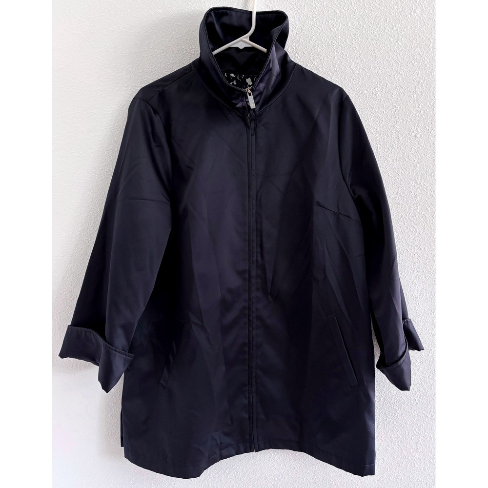 Dennis by Dennis Basso Jacket Womens Large‎ Blue Satin Quiet Luxury Classic